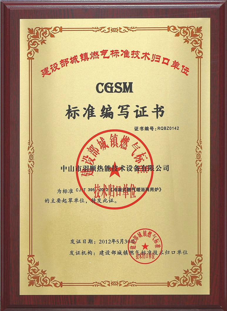 CGSM標(biāo)準(zhǔn)編寫證書
